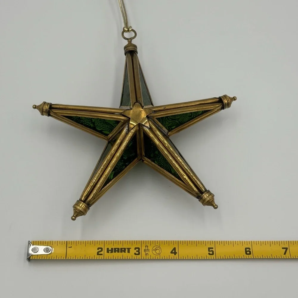Victorian Tiffany Style‎ Christmas Emerald Green Stained Glass Star Ornament